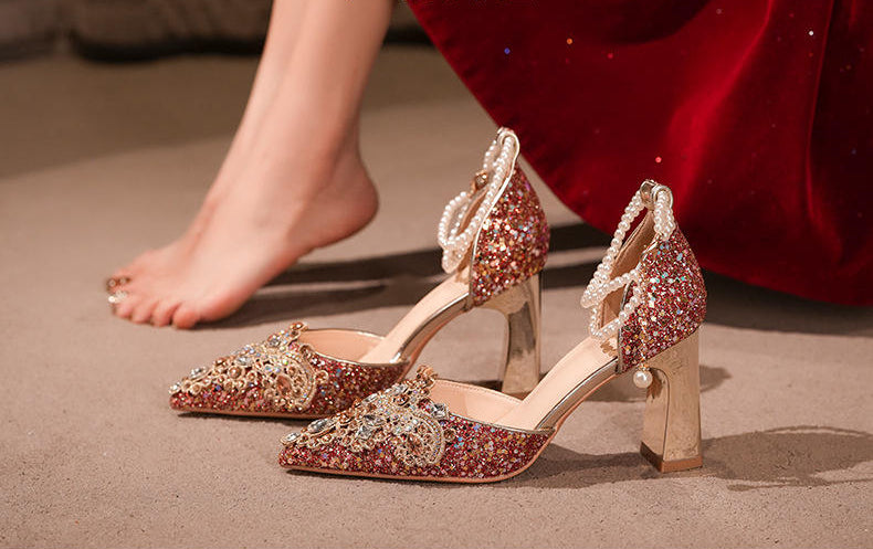 Crystal Women Wedding Shoes Rhinestone High Heels Ankle Strap Stilettos Women Crystal Party Dress Sandals
