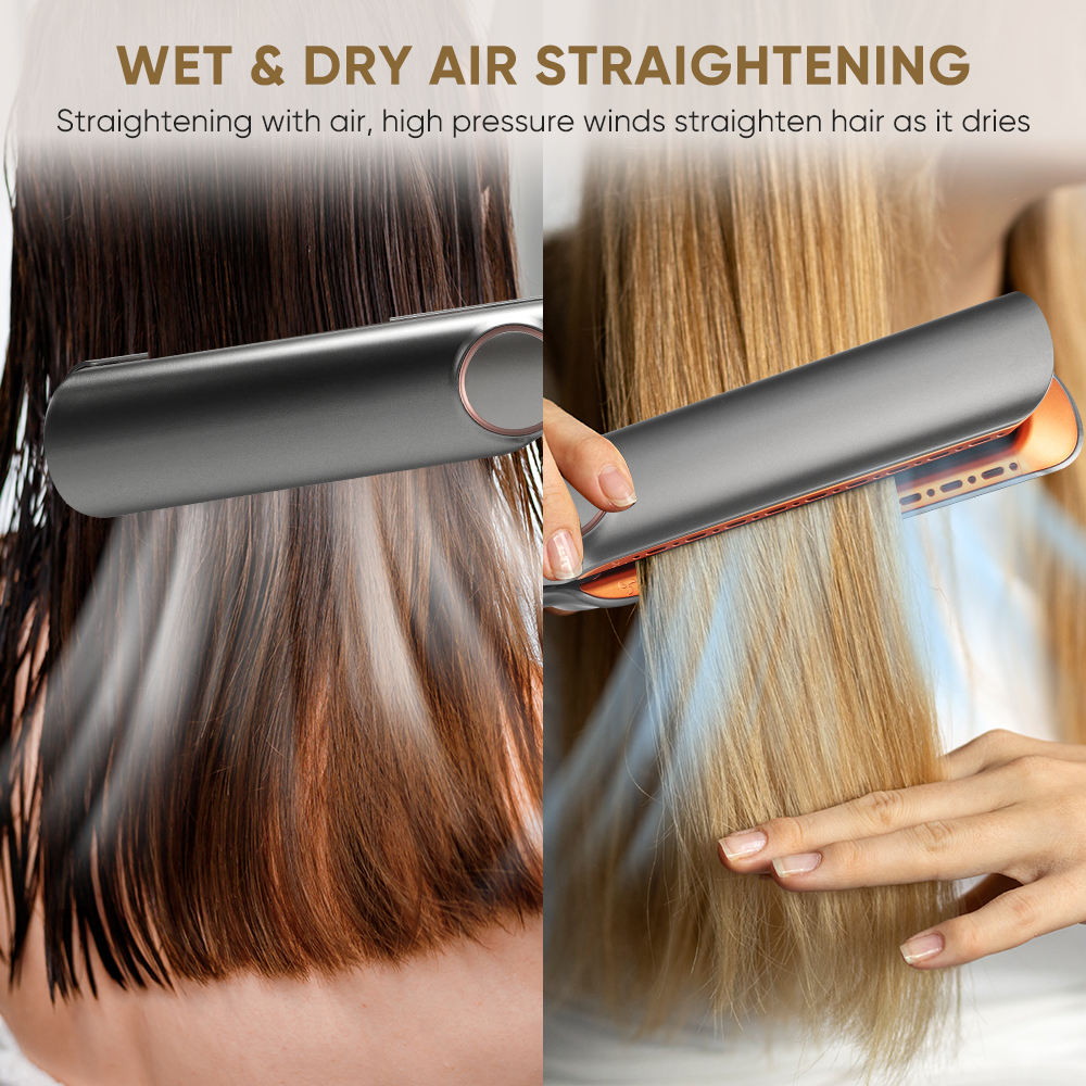 2-in-1 High Speed Ceramic Hot Airflow Hair Straightener Blow Dryer LED Display Electric Wet-to-Dry Natalia Home Fashion    Natalia Home Fashion