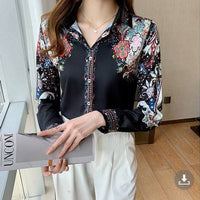 Elegant office and casual ladies shirts Fashion printed Women Blouses Long sleeve Tops