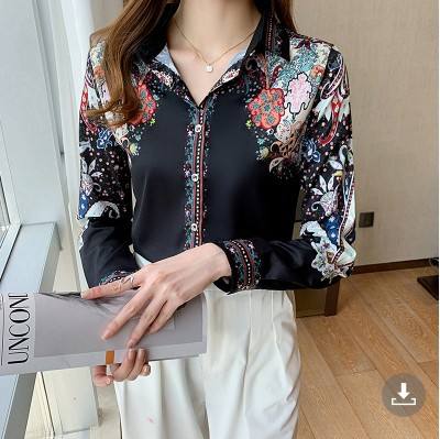 Elegant office and casual ladies shirts Fashion printed Women Blouses Long sleeve Tops