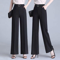 High Waist Wide Leg Ice Silk Pants Women's New Style Thin Loose Straight Cut Versatile Nine Point Long Trousers