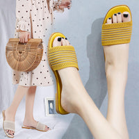 Women's Open Toe Summer Flat for Slippers Fashion Knitting Lazy Trendy Fashion Slides