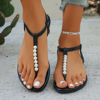 Slippers Sandals Women Fashion Casual Beach Outdoor Flip Flop Sandals Beads String Ladies Flat Slippers with Beed Pearls slip on