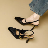Comfortable Platform High Heels French Style Square Head Thin Strap Mule Women's Shoes