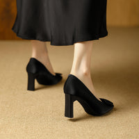 Square Toe Comfort Soft Office Shoes Daily Outdoors Women Shoes 7CM Thick High Heels Shallow Mouth Fashion Party Shoes
