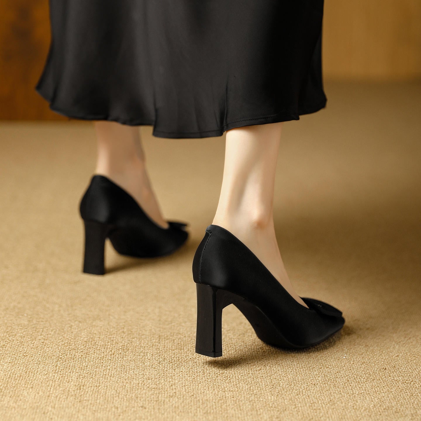 Square Toe Comfort Soft Office Shoes Daily Outdoors Women Shoes 7CM Thick High Heels Shallow Mouth Fashion Party Shoes