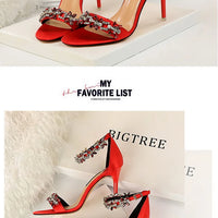 Open Toe Rhinestones Sandals Women New Designer Sexy High Heels Sandals Female Shoes Summer Heeled Sandals