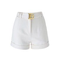 Texture Washed Denim Shorts for Women with Belt Casual Style Quality Jeans Trousers shorts