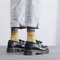 British Style Loafers Casual Round Toe Tassel Women's Leather Low Top Shoes Fashionable Slip-On Shoes