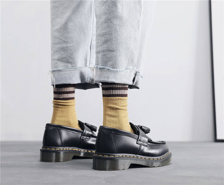 British Style Loafers Casual Round Toe Tassel Women's Leather Low Top Shoes Fashionable Slip-On Shoes