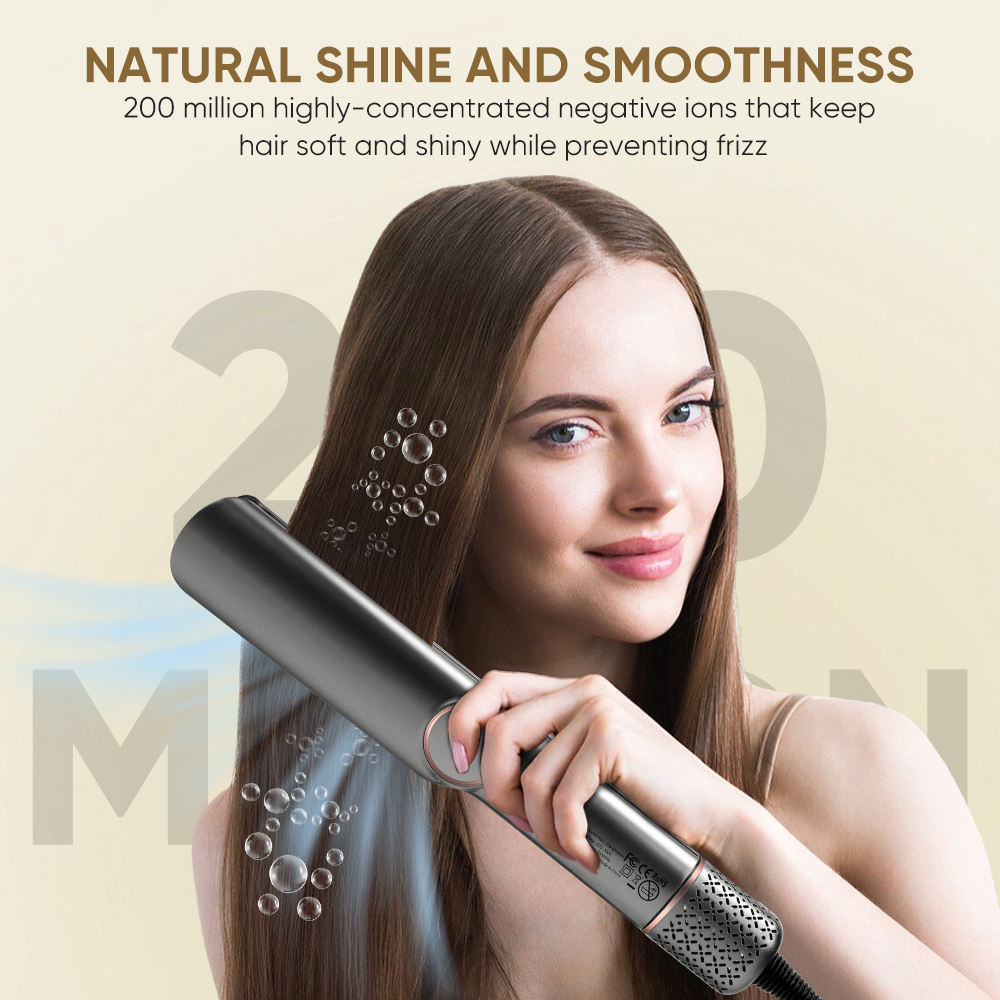 2-in-1 High Speed Ceramic Hot Airflow Hair Straightener Blow Dryer LED Display Electric Wet-to-Dry Natalia Home Fashion    Natalia Home Fashion