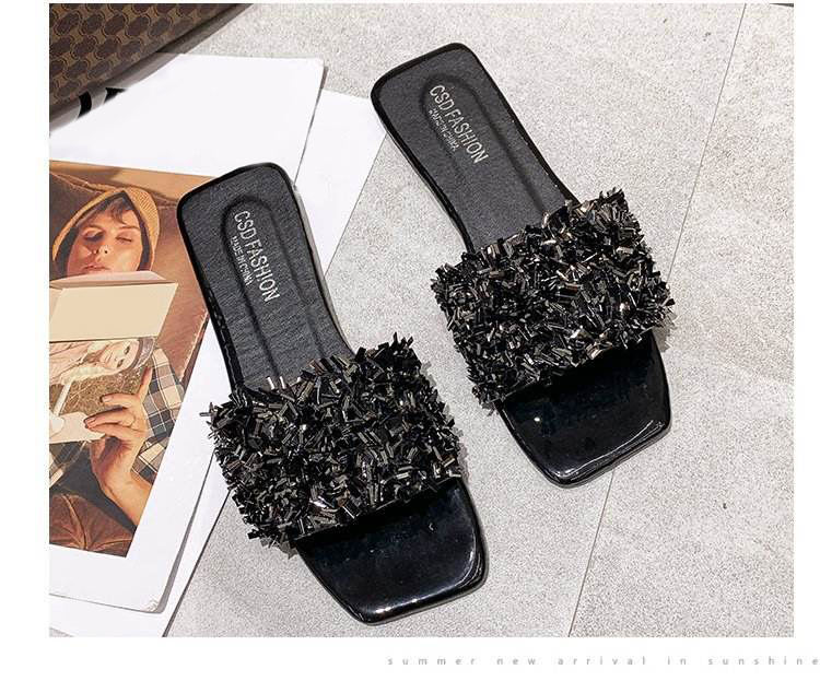 Women's Slippers Bling Rhinestone Women Slippers  Woman Fashion Sandals Open Toed Beach Shoes Women