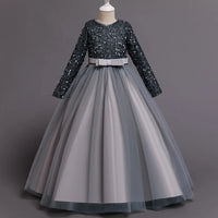 Princess Mesh Dress  Girl Party Clothing Kids Sequin Wedding Dresses Children Spring Autumn Prom Costume