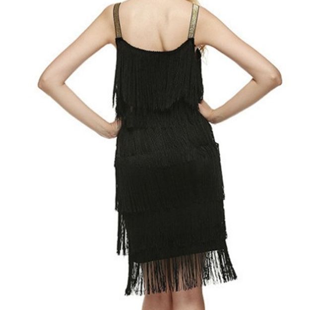 Great Gatsby Dress Slash Neck Strappy Tiered Fringe Dress Vintage Flapper Party Fancy Dress Costumes With Headband