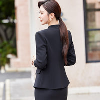 Two Piece Dress Suits For Women Long Sleeve Solid Slim Fit Fashionable Monochromatic Office Ladies Work Wear business suit