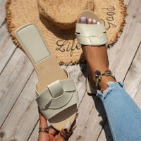 Women's Square Toe Slippers Cross Flat Sandals Simple and Stylish Flat Heel Sandals Slippers Natalia Home Fashion    Natalia Home Fashion