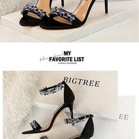 Open Toe Rhinestones Sandals Women New Designer Sexy High Heels Sandals Female Shoes Summer Heeled Sandals