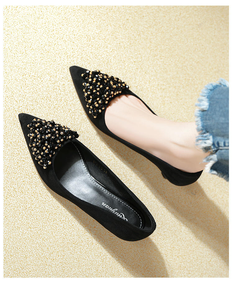 Pointed Toe Thin Heel High Heels Rhinestone Slip-On Commuter Women's Shoes