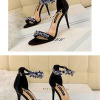 Open Toe Rhinestones Sandals Women New Designer Sexy High Heels Sandals Female Shoes Summer Heeled Sandals