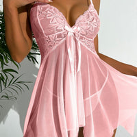 Sexy Lingerie Women Black Sleepwear Pajamas See Through Dress Sexiest Nighties Sex Nightgown  Erotic Deep V Sleepdress Thong Set