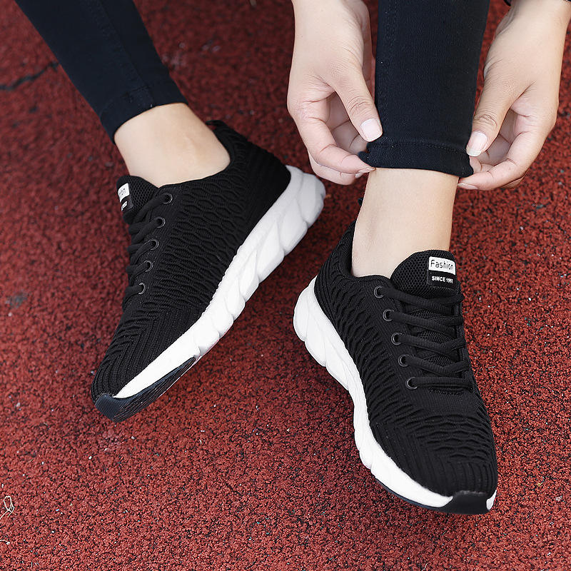 Women Flying Weave Breathable Soft Casual Sneakers Ladies Non-Slip Jogging Shoes Fashion Lightweight Running Shoes