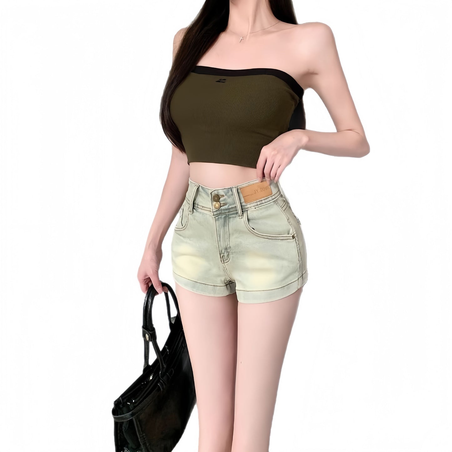 High Waist Distressed Slim Straight Jeans Short Shorts Hot Pants Spicy Girl Summer Fashion Women's Clothing