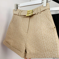 Texture Washed Denim Shorts for Women with Belt Casual Style Quality Jeans Trousers shorts