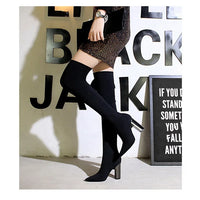 Sexy Slim Over-the-Knee High Heel Knee High Boots Women Long Boots Metal Heel Shoes