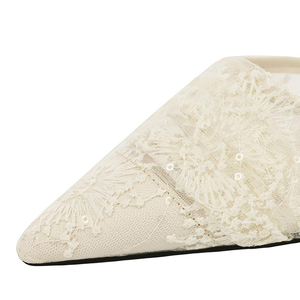 French-style Lace Toe Half-toe Sandals for Women Worn on Top with A Pair of Mesh Tulle High-heeled Slippers - Natalia Home Fashion