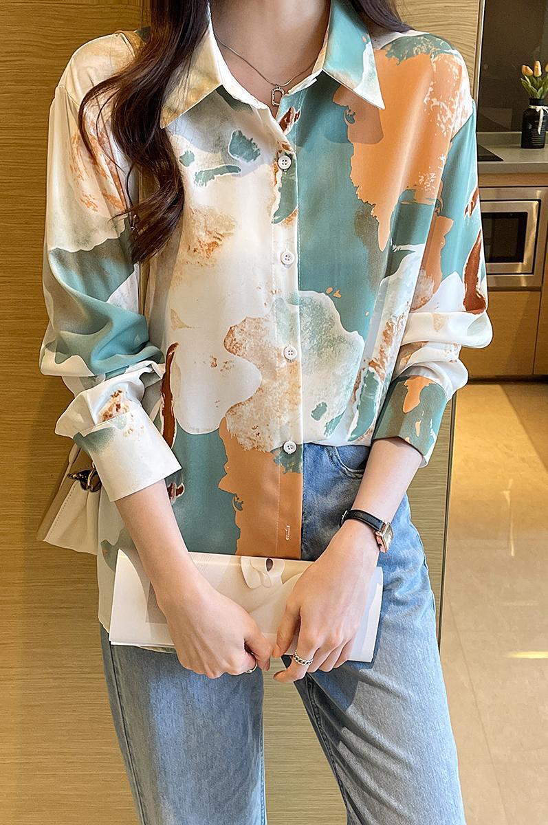 Casual Loose Long Sleeve Shirt for Women Korean Style Blouse Tops