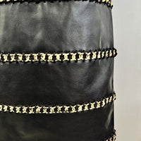 Elegant Socialite Fashion New Heavy Chain Three-Dimensional Ruffle Off-Shoulder Leather Dress Sexy Mini Dress