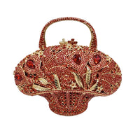 Flower Basket Crystal Evening Bags Women Luxury Designer Elegant Bling Rhinestone Metallic Clutch Purses Wedding Party