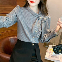 Elegant Plaid Long Sleeve Women's Shirt Vintage Design Simple Style Ageless Fashionable Top Quality Material