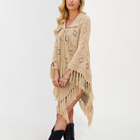 Fashionable Knitted Tassel Shoulder Wrap Sweater Women's Clothing Pullover Batwing Sleeve Jumpers Natalia Home Fashion    Natalia Home Fashion