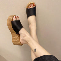 Platform Sandals Women's Summer style Beach High Heel Slippers Fashionable Ladies Slip-On Slippers