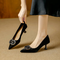 Women's Shoes Closed Toe Design Light Elegant Kitten High Heel Femme Wedding Dress Shoes Ladies Pumps Heeled Sandals for Women