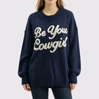 Women's Round Neck Tight Knit Sweater, Anti Pilling Breathable Casual Embroidery Pullover Sweater Natalia Home Fashion    Natalia Home Fashion
