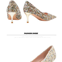 Simple Style New Fashion Sexy Wild Stiletto Metal Heels Pointed Toe Shallow Slim Bling Wedding Women Dress Pumps Shoes