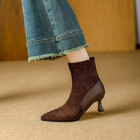 Pointed Toe Women's High Heel Ankle Boots Fashion Elegant Dancing Party Shoes Women's Stretch Slim Short Booties