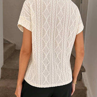 Women's Casual Round Neck Jacquard Short Sleeve Top T-shirt Leisure Commute Women Clothing