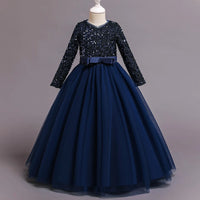 Princess Mesh Dress  Girl Party Clothing Kids Sequin Wedding Dresses Children Spring Autumn Prom Costume