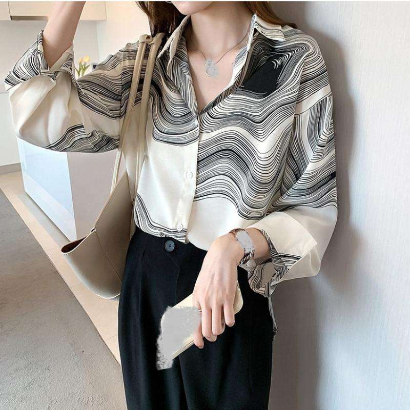 Design Sensation Casual Commute Women's Shirt Loose Fit Stylish Slimming Versatile Autumn New Korean Style Button up Top