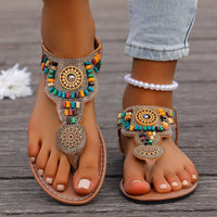 Bohemian Style Women Flat Sandals Clip Toe Gladiator Sandals Woman Retro Summer Casual Beach Shoes Women Anti Slip Flip Flops