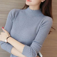 Women's Long Sleeve Knitted Half High Neck Sweater Invariant Fitted Top Style Base Sweater Natalia Home Fashion    Natalia Home Fashion