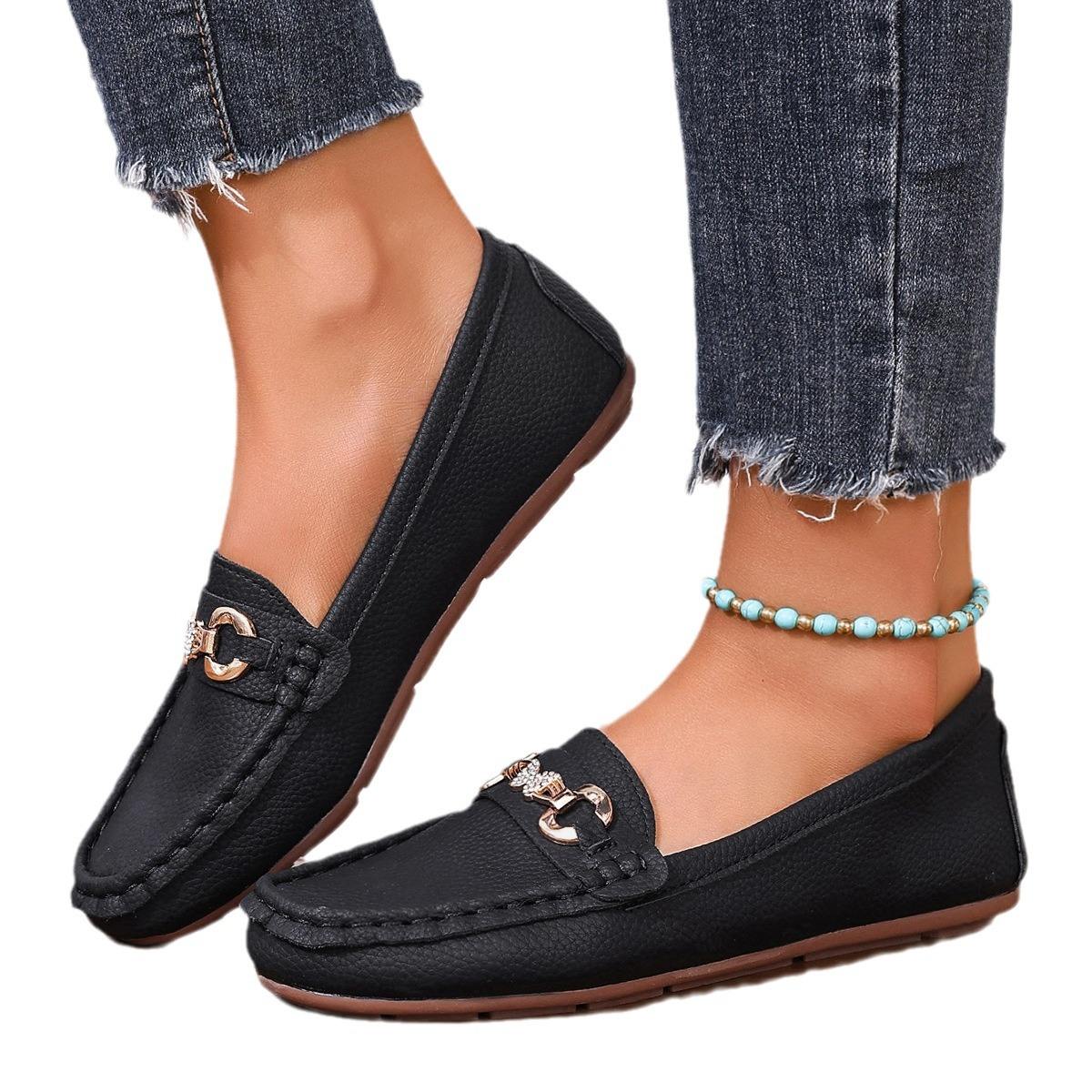 Women's Casual Slip on Mary Jane Shoes Spring Autumn Comfortable Round Toe Solid Soft Sole Flat Loafers