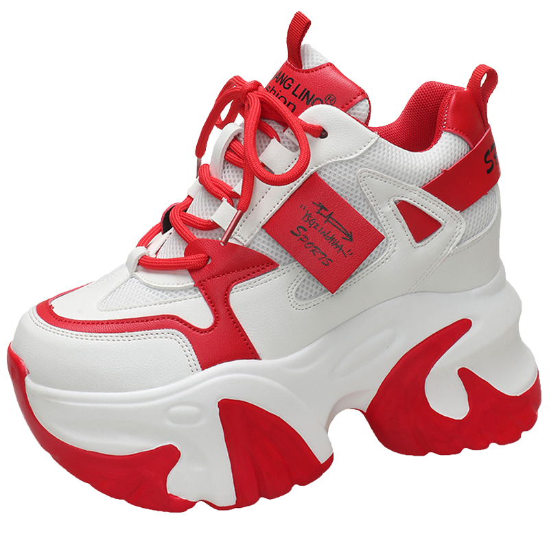 Casual Sneakers with Breathable Chunky Platform Walking Style Wedges Shoes High Heel Casual Sneakers Shoes for Women Women Platform Sneakers