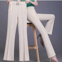 High Waist Wide Leg Ice Silk Pants Women's New Style Thin Loose Straight Cut Versatile Nine Point Long Trousers
