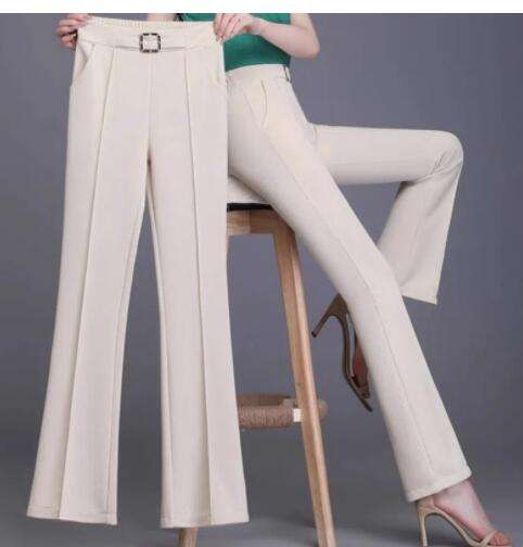 High Waist Wide Leg Ice Silk Pants Women's New Style Thin Loose Straight Cut Versatile Nine Point Long Trousers
