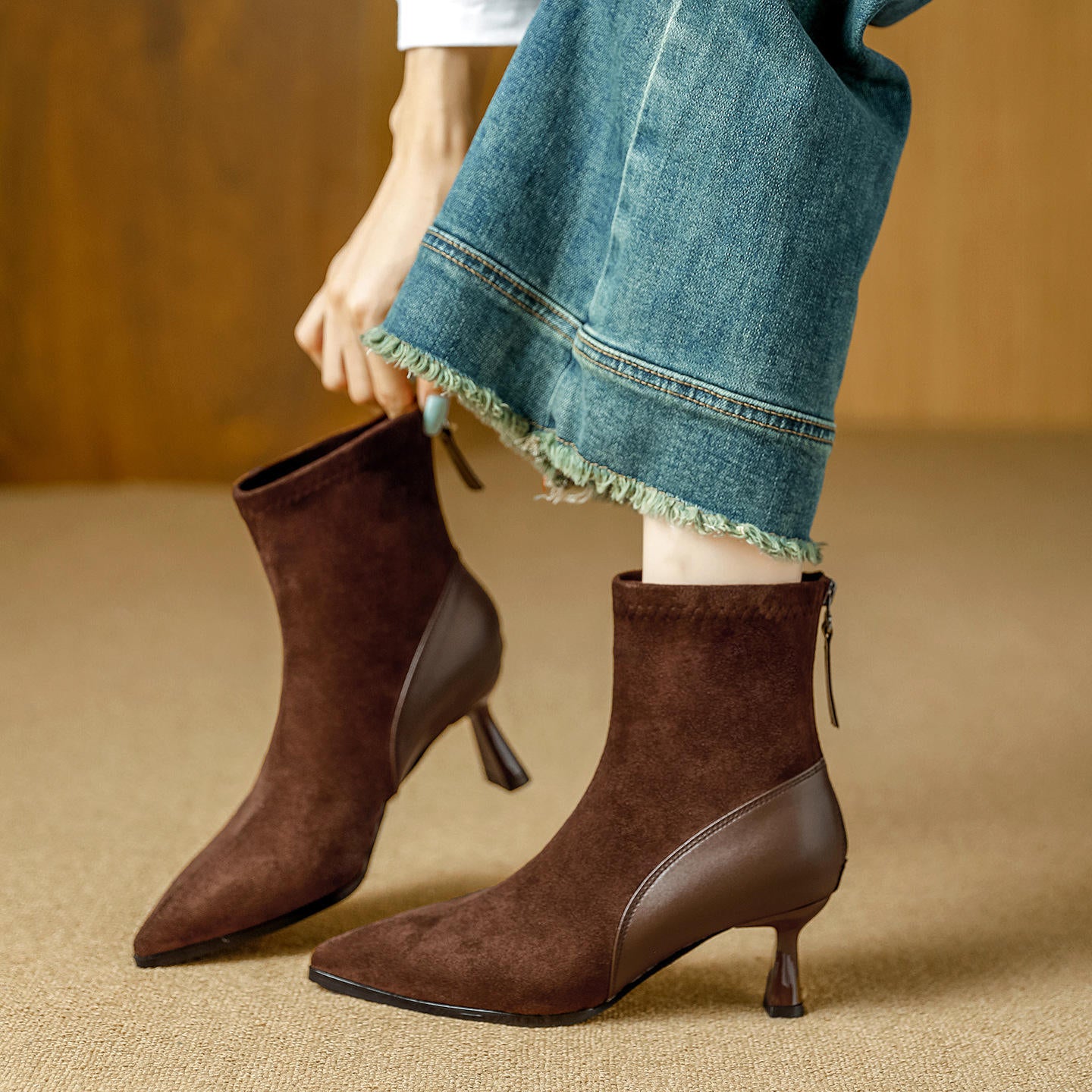 Pointed Toe Women's High Heel Ankle Boots Fashion Elegant Dancing Party Shoes Women's Stretch Slim Short Booties