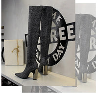 Sexy Slim Over-the-Knee High Heel Knee High Boots Women Long Boots Metal Heel Shoes